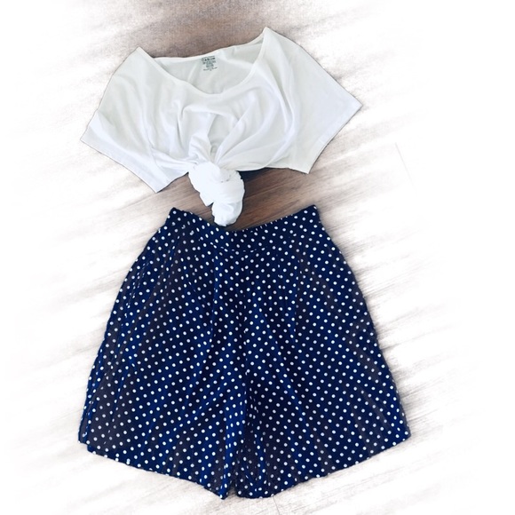 Vintage Pants - Vintage navy blue & white high waisted shorts